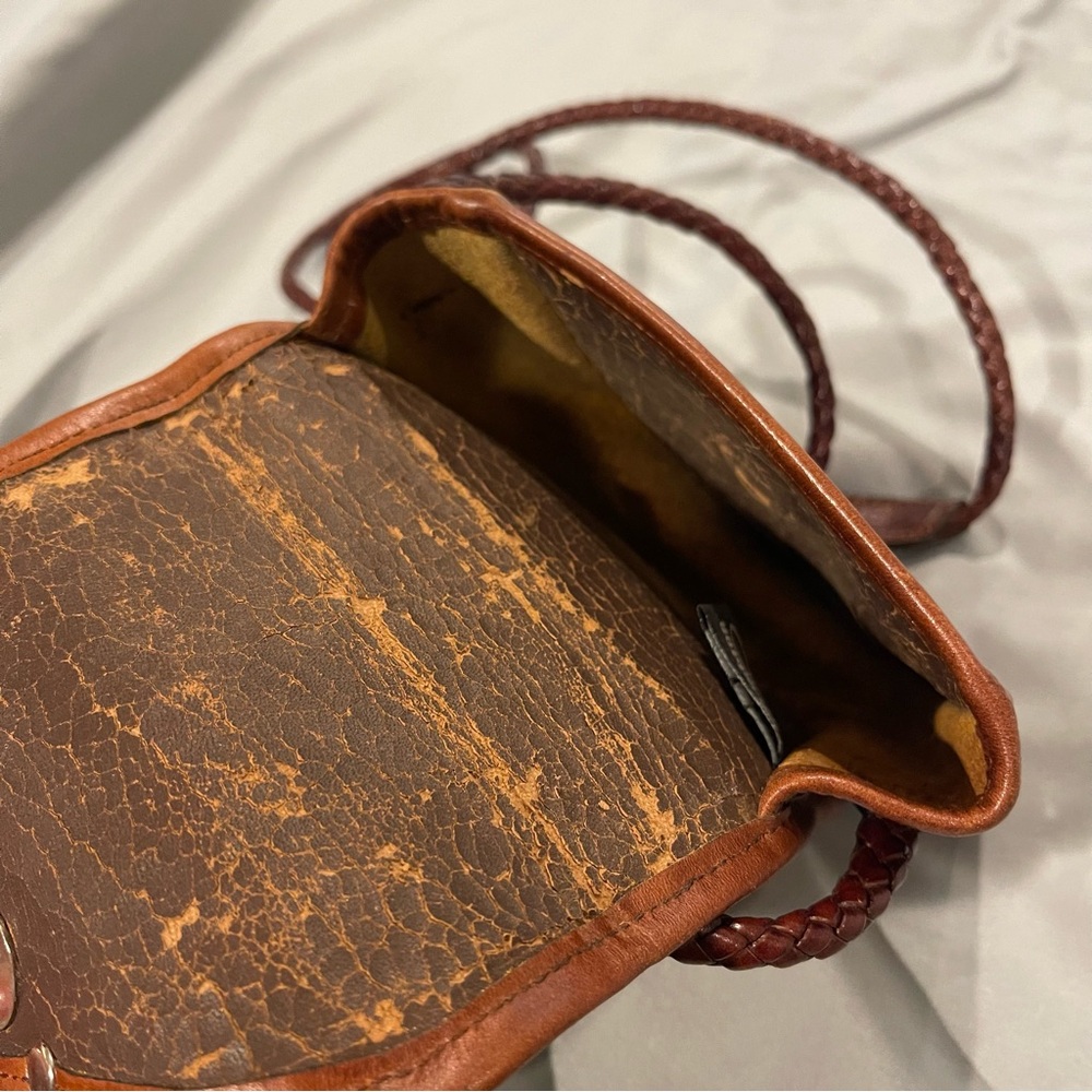Vintage Brighton Women's Bag Mini Crossbody Woven Long Braided Strap Brown Purse - Picture 7 of 11